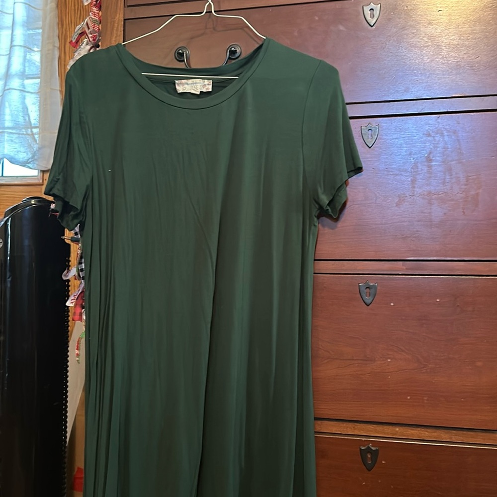 Emerald Dark green T-shirt dress, flimsy and loose fitted